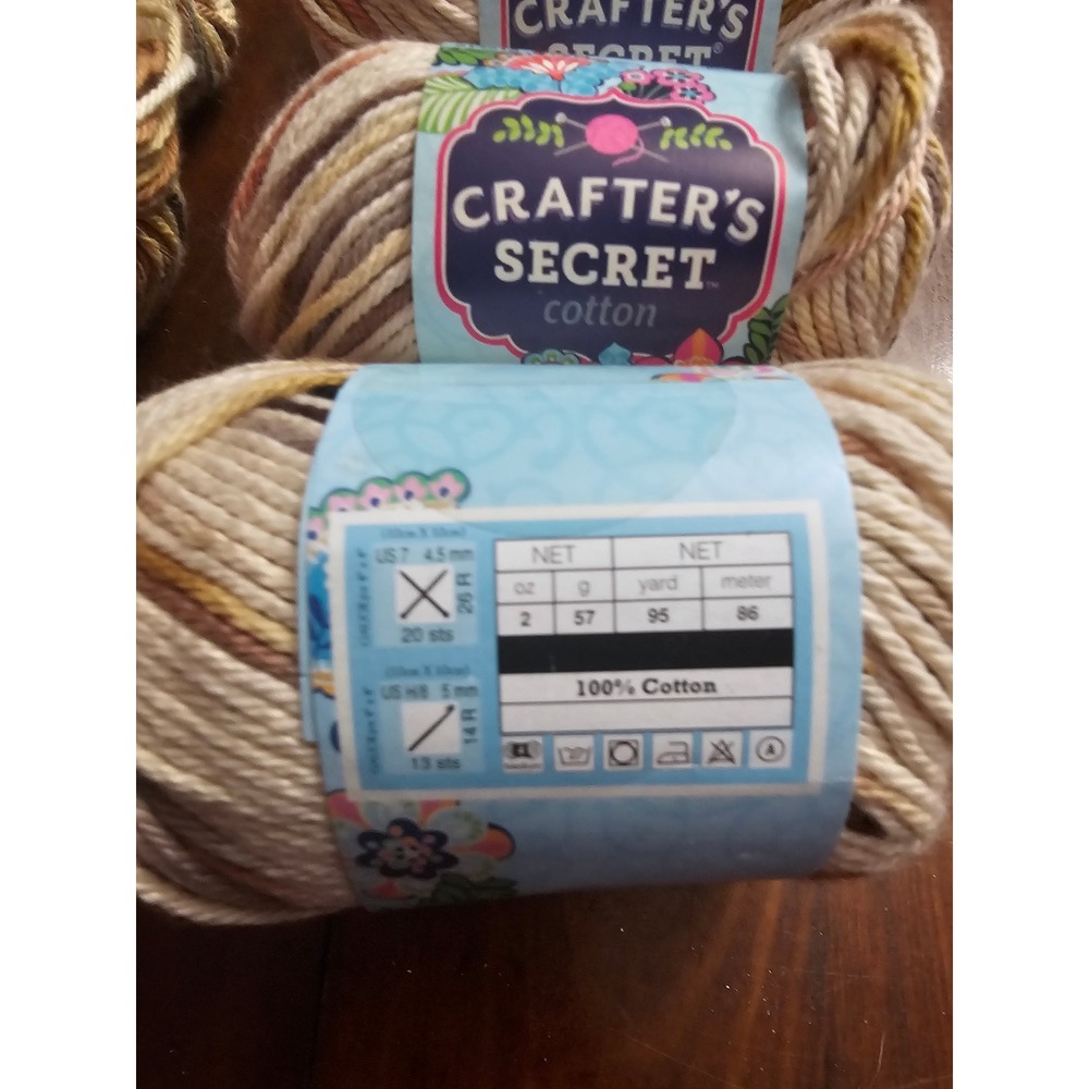 Crafter's Secret Cotton Yarn 8 Skeins Olive Branch Classic Print Variegated 100% - Picture 5 of 5
